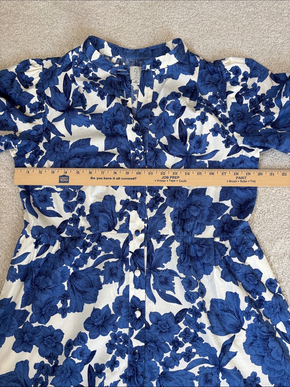 Joie Clemency Floral Puff Sleeve Belted Dress Blue Romantic Wedding Guest 12 - Picture 10 of 16